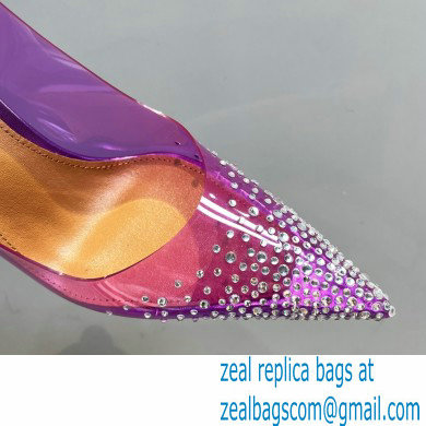 Aquazzura Heel 8.5cm PVC Yes Darling Crystal Slingback Pumps Purple 2023 - Click Image to Close