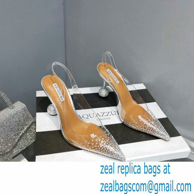 Aquazzura Heel 8.5cm PVC Yes Darling Crystal Slingback Pumps Silver 2023