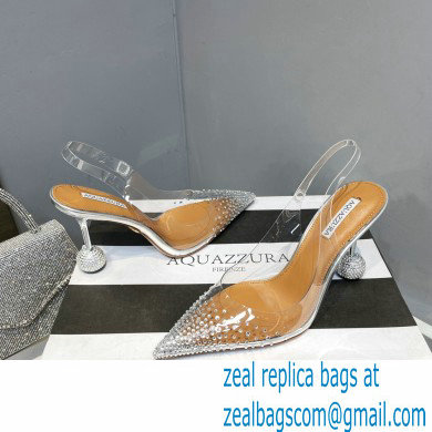 Aquazzura Heel 8.5cm PVC Yes Darling Crystal Slingback Pumps Silver 2023 - Click Image to Close