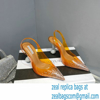 Aquazzura Heel 8.5cm PVC Yes Darling Crystal Slingback Pumps Yellow 2023