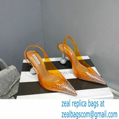 Aquazzura Heel 8.5cm PVC Yes Darling Crystal Slingback Pumps Yellow 2023 - Click Image to Close