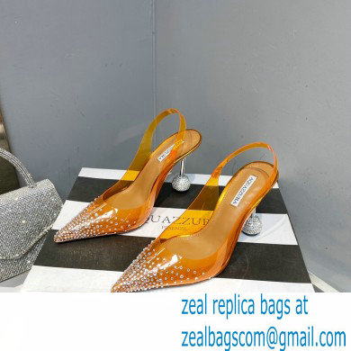 Aquazzura Heel 8.5cm PVC Yes Darling Crystal Slingback Pumps Yellow 2023 - Click Image to Close