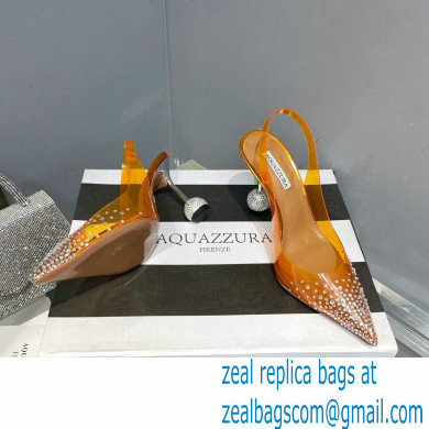 Aquazzura Heel 8.5cm PVC Yes Darling Crystal Slingback Pumps Yellow 2023 - Click Image to Close