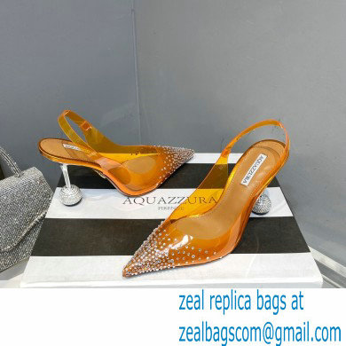 Aquazzura Heel 8.5cm PVC Yes Darling Crystal Slingback Pumps Yellow 2023 - Click Image to Close