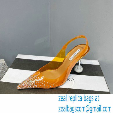 Aquazzura Heel 8.5cm PVC Yes Darling Crystal Slingback Pumps Yellow 2023 - Click Image to Close