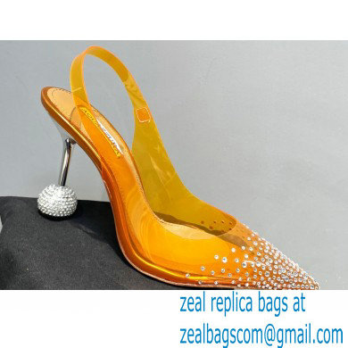 Aquazzura Heel 8.5cm PVC Yes Darling Crystal Slingback Pumps Yellow 2023