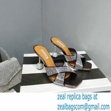 Aquazzura Heel 8.5cm Plexi Yes Darling Crystal Mules Black 2023