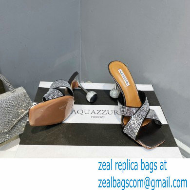 Aquazzura Heel 8.5cm Plexi Yes Darling Crystal Mules Black 2023