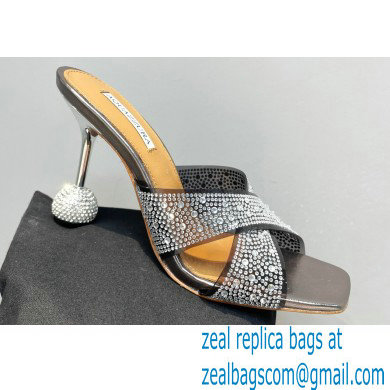 Aquazzura Heel 8.5cm Plexi Yes Darling Crystal Mules Black 2023