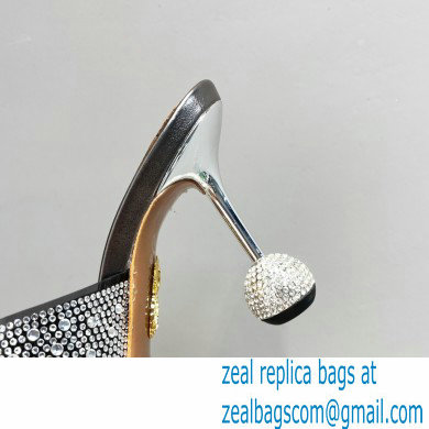 Aquazzura Heel 8.5cm Plexi Yes Darling Crystal Mules Black 2023