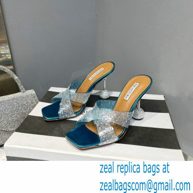 Aquazzura Heel 8.5cm Plexi Yes Darling Crystal Mules Blue 2023