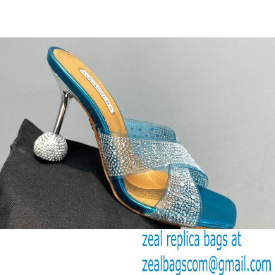 Aquazzura Heel 8.5cm Plexi Yes Darling Crystal Mules Blue 2023