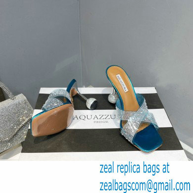 Aquazzura Heel 8.5cm Plexi Yes Darling Crystal Mules Blue 2023