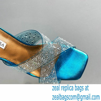 Aquazzura Heel 8.5cm Plexi Yes Darling Crystal Mules Blue 2023