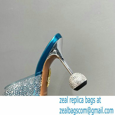 Aquazzura Heel 8.5cm Plexi Yes Darling Crystal Mules Blue 2023