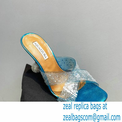 Aquazzura Heel 8.5cm Plexi Yes Darling Crystal Mules Blue 2023