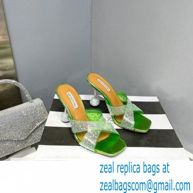 Aquazzura Heel 8.5cm Plexi Yes Darling Crystal Mules Green 2023