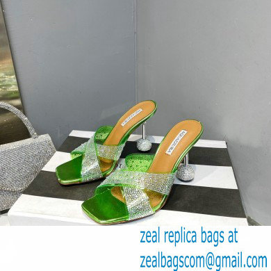 Aquazzura Heel 8.5cm Plexi Yes Darling Crystal Mules Green 2023