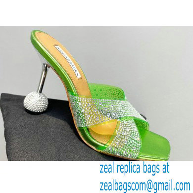 Aquazzura Heel 8.5cm Plexi Yes Darling Crystal Mules Green 2023