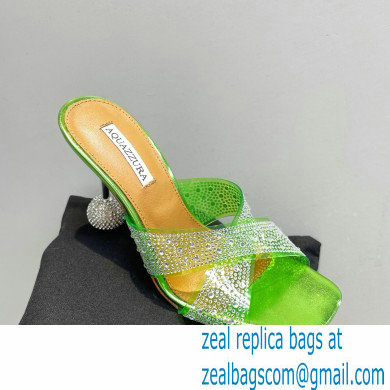 Aquazzura Heel 8.5cm Plexi Yes Darling Crystal Mules Green 2023