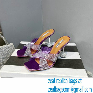 Aquazzura Heel 8.5cm Plexi Yes Darling Crystal Mules Purple 2023