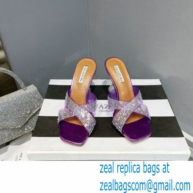 Aquazzura Heel 8.5cm Plexi Yes Darling Crystal Mules Purple 2023