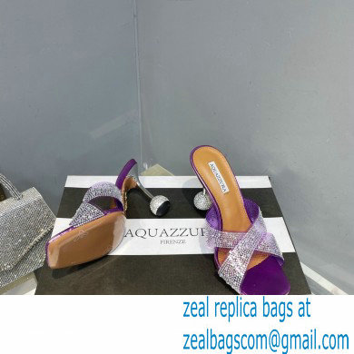 Aquazzura Heel 8.5cm Plexi Yes Darling Crystal Mules Purple 2023