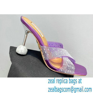 Aquazzura Heel 8.5cm Plexi Yes Darling Crystal Mules Purple 2023