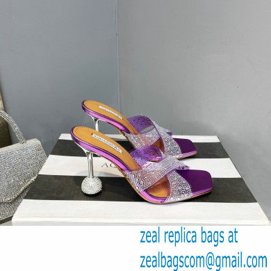 Aquazzura Heel 8.5cm Plexi Yes Darling Crystal Mules Purple 2023