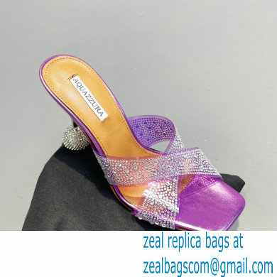 Aquazzura Heel 8.5cm Plexi Yes Darling Crystal Mules Purple 2023