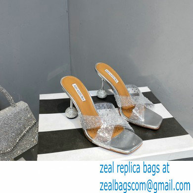 Aquazzura Heel 8.5cm Plexi Yes Darling Crystal Mules Silver 2023