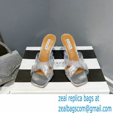 Aquazzura Heel 8.5cm Plexi Yes Darling Crystal Mules Silver 2023