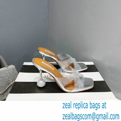 Aquazzura Heel 8.5cm Plexi Yes Darling Crystal Mules Silver 2023