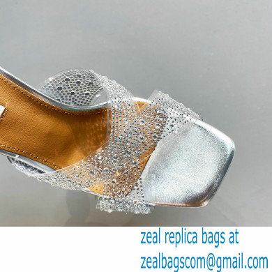 Aquazzura Heel 8.5cm Plexi Yes Darling Crystal Mules Silver 2023