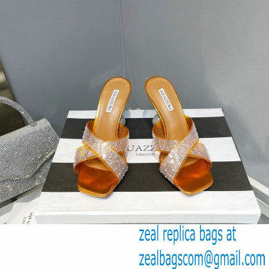 Aquazzura Heel 8.5cm Plexi Yes Darling Crystal Mules Yellow 2023 - Click Image to Close