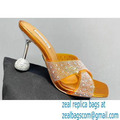 Aquazzura Heel 8.5cm Plexi Yes Darling Crystal Mules Yellow 2023 - Click Image to Close