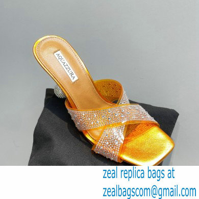 Aquazzura Heel 8.5cm Plexi Yes Darling Crystal Mules Yellow 2023 - Click Image to Close