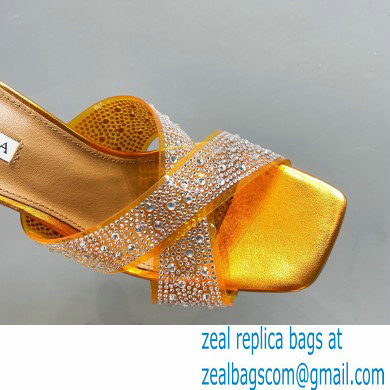 Aquazzura Heel 8.5cm Plexi Yes Darling Crystal Mules Yellow 2023 - Click Image to Close