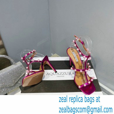 Aquazzura Heel 9.5cm Cha Cha Cha Crystal Sandals Metallic Fuchsia 2023