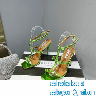 Aquazzura Heel 9.5cm Cha Cha Cha Crystal Sandals Metallic Green 2023