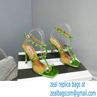 Aquazzura Heel 9.5cm Cha Cha Cha Crystal Sandals Metallic Green 2023