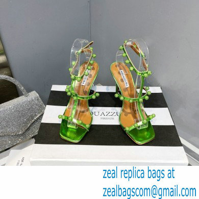 Aquazzura Heel 9.5cm Cha Cha Cha Crystal Sandals Metallic Green 2023