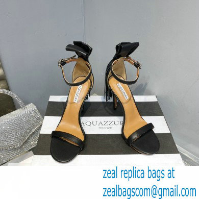 Aquazzura Heel 9.5cm Whip-It Fringe Leather Sandals Black 2023 - Click Image to Close
