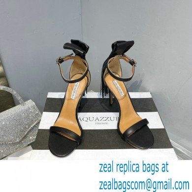 Aquazzura Heel 9.5cm Whip-It Fringe Leather Sandals Black 2023