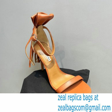 Aquazzura Heel 9.5cm Whip-It Fringe Leather Sandals Brown 2023