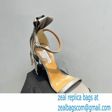 Aquazzura Heel 9.5cm Whip-It Fringe Leather Sandals Gray 2023
