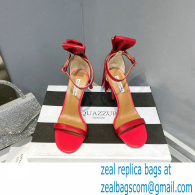 Aquazzura Heel 9.5cm Whip-It Fringe Leather Sandals Red 2023