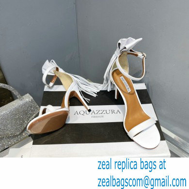 Aquazzura Heel 9.5cm Whip-It Fringe Leather Sandals White 2023