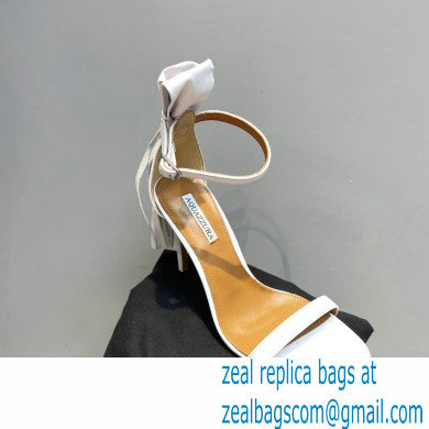 Aquazzura Heel 9.5cm Whip-It Fringe Leather Sandals White 2023