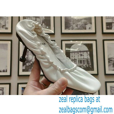 Balenciaga Heel Scrunch Knife leather Pumps White 2023 - Click Image to Close